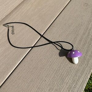 Etsy custom painted Purple Mushroom Pendant Necklace